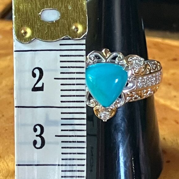 Sleeping Beauty Turquoise Sterling Silver Victorian Style Ring Size 9 - Picture 7 of 9